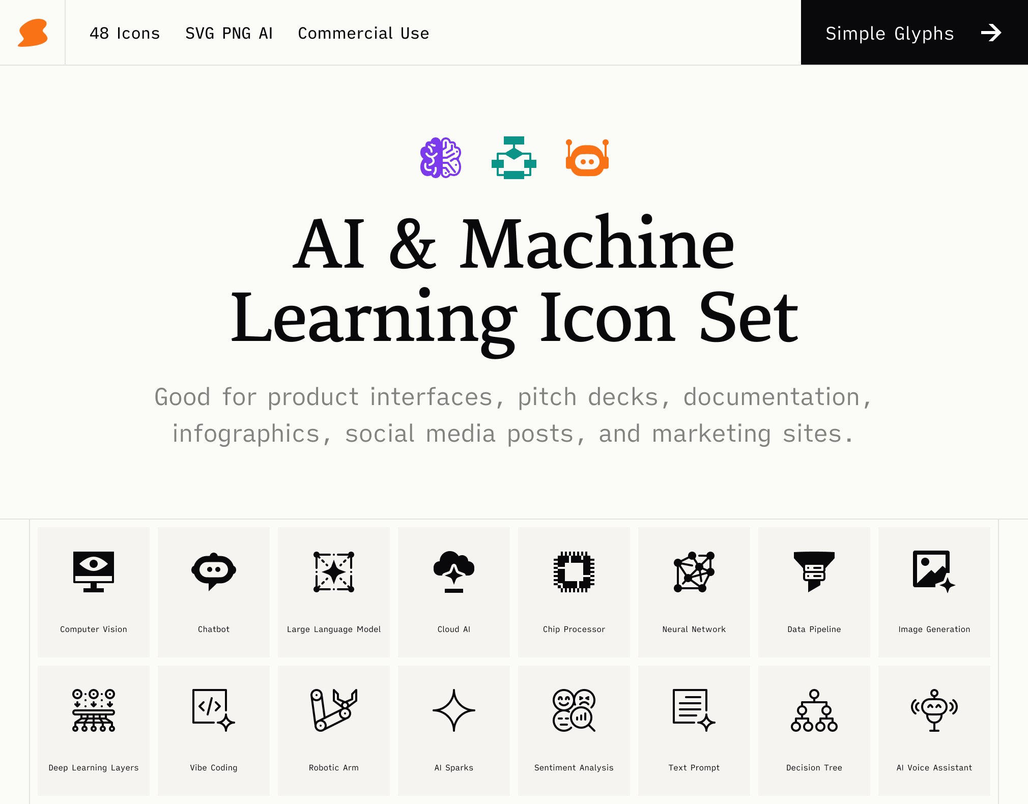 Chatbot Icon SVG - 48 AI & Machine Learning Icons for Web & UI Design
