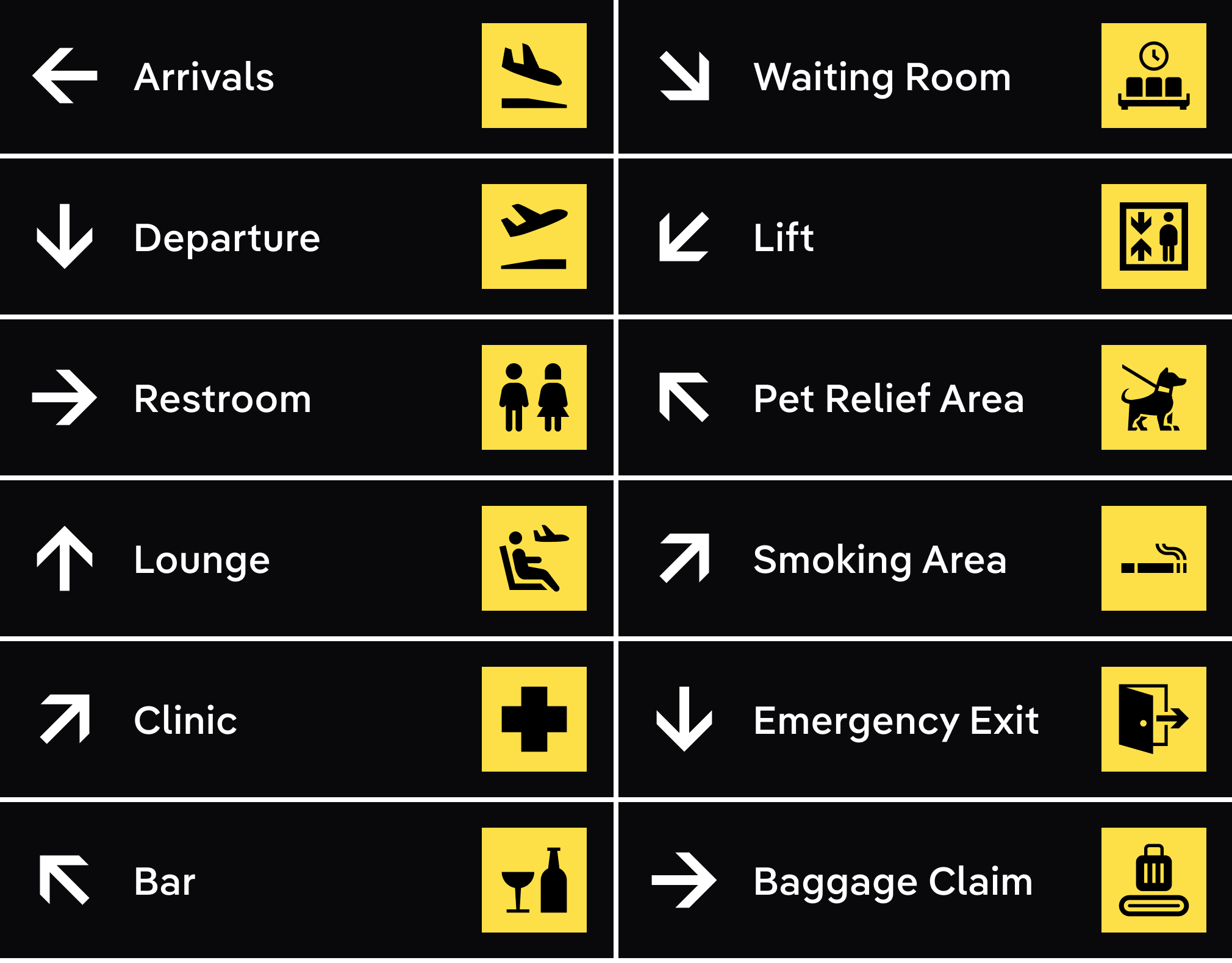 Airport & Wayfinding Icon SVG - 152 Public Space Signage Icons for Signs, Maps & Environmental Graphics