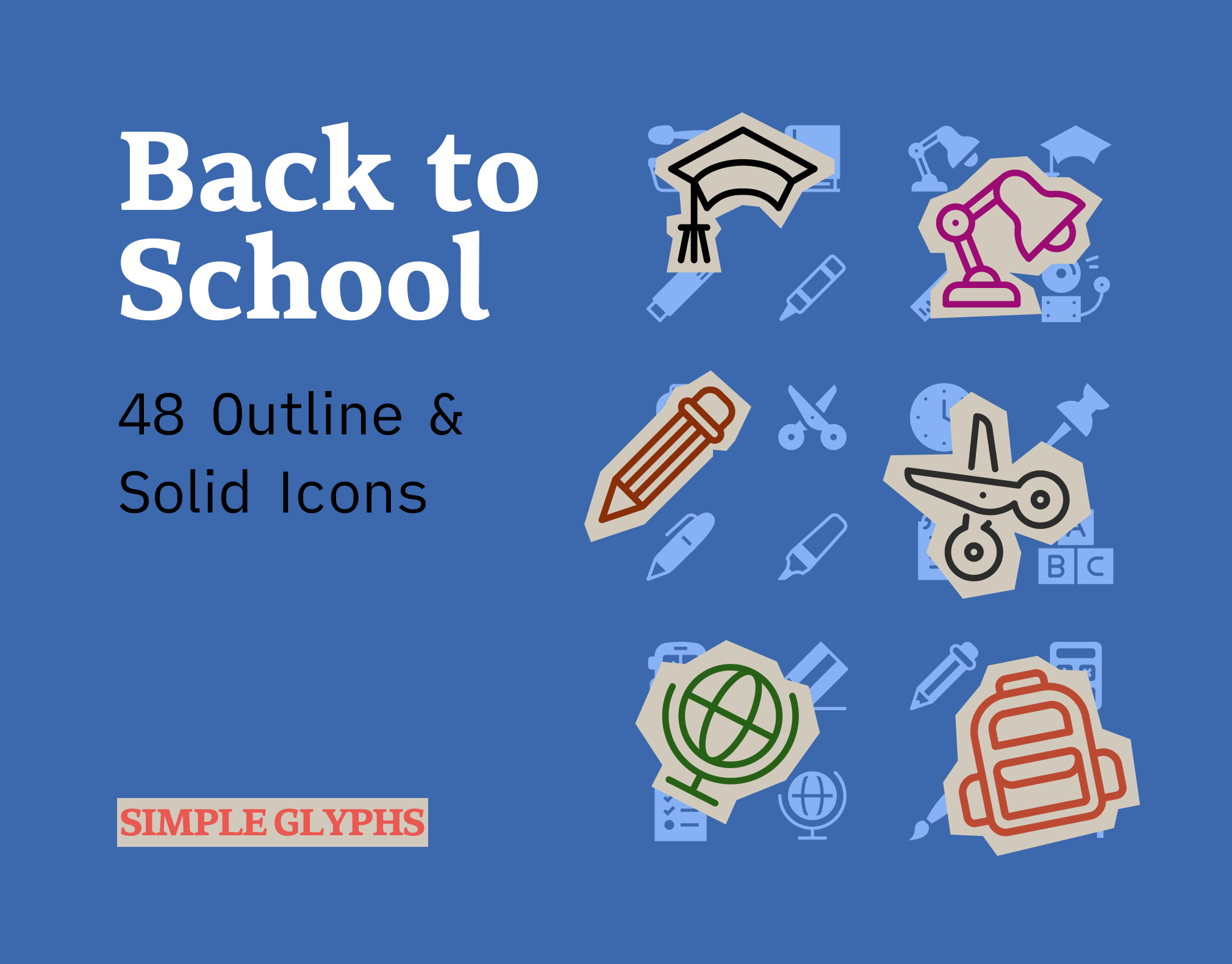 School & Education Icons: 48 Outline & Solid EdTech Icon Set