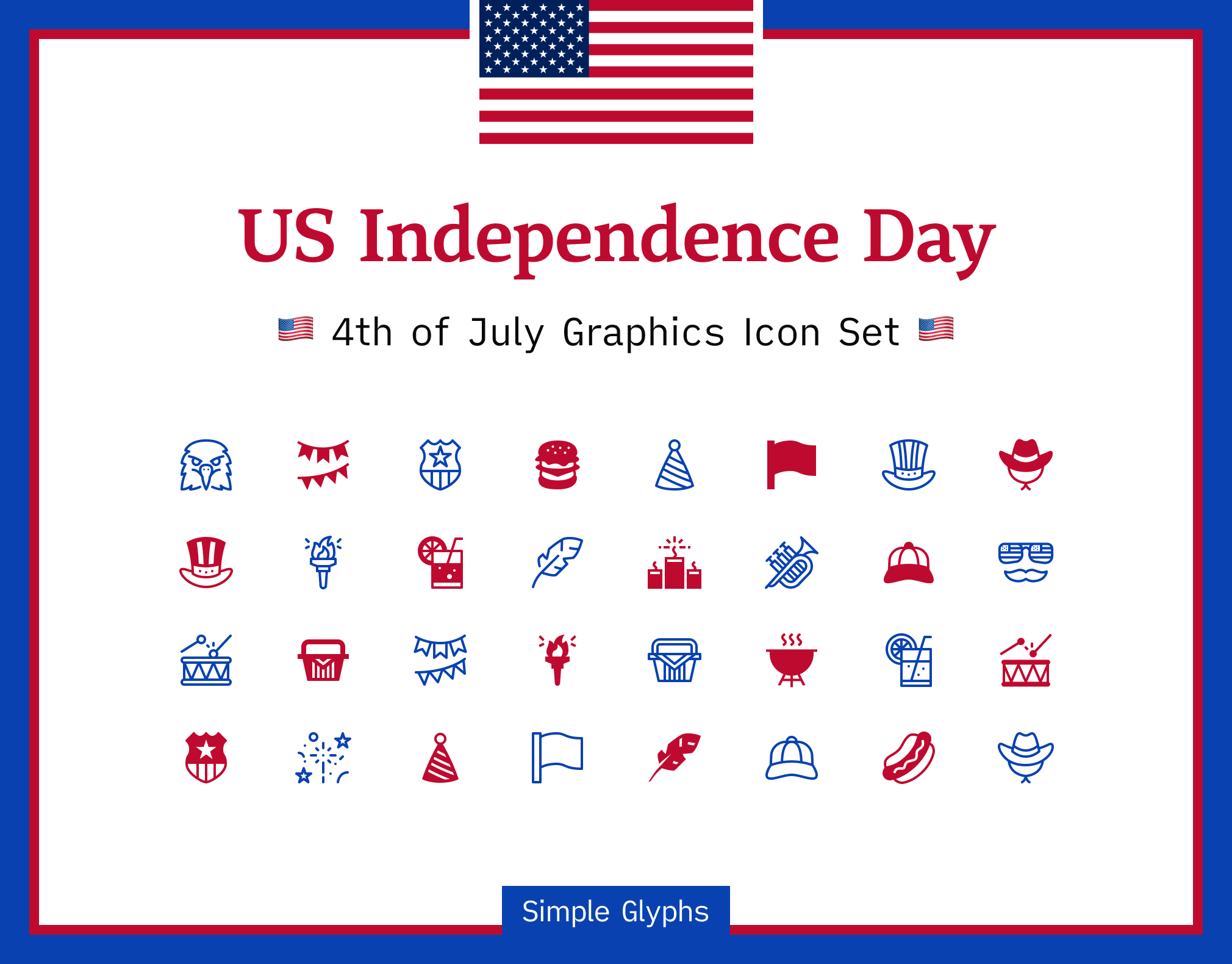 4th of July Icon SVG - 48 USA Independence Day Icons for Web & UI Design