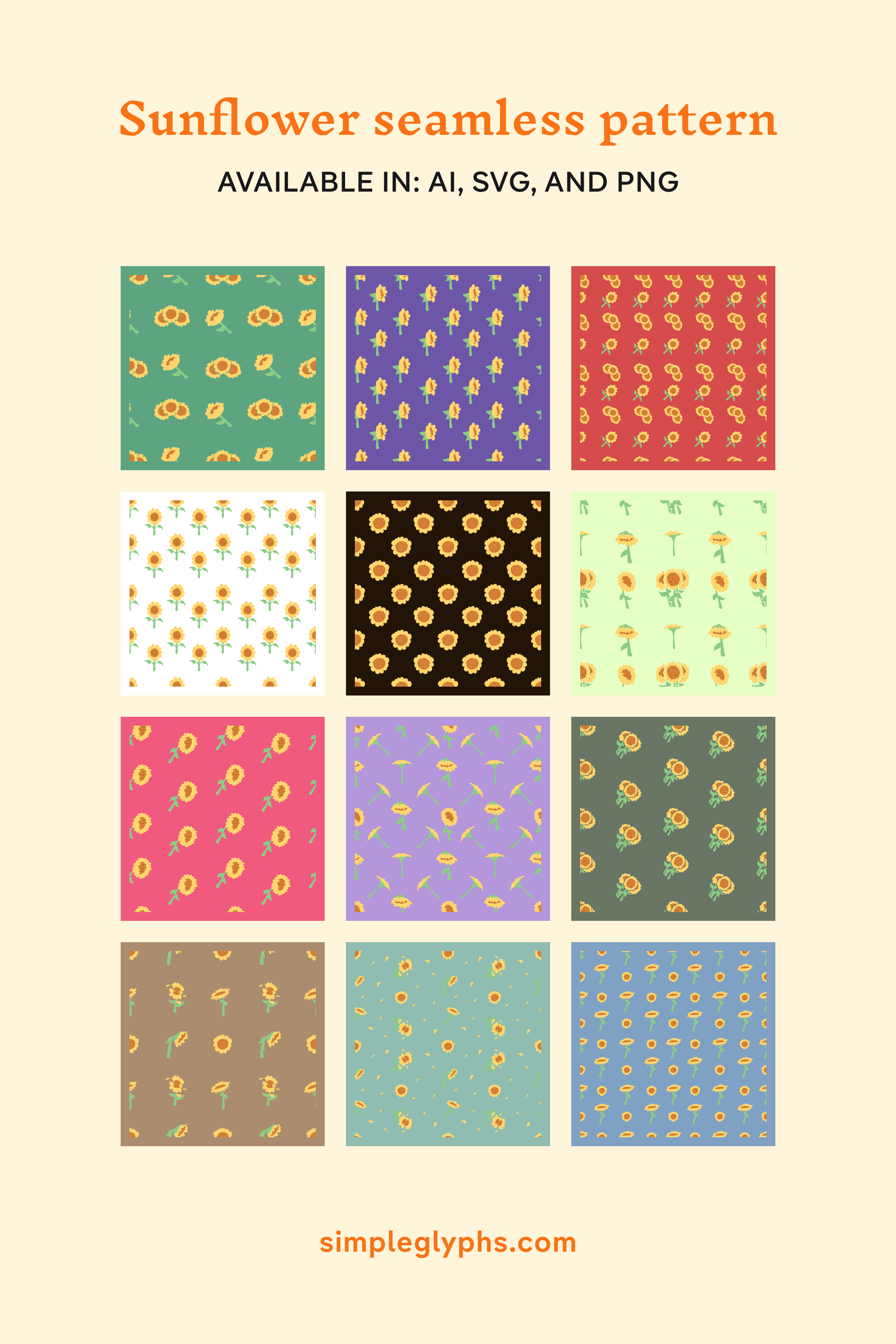 Sunflower Seamless Patterns and Illustrations - image 3