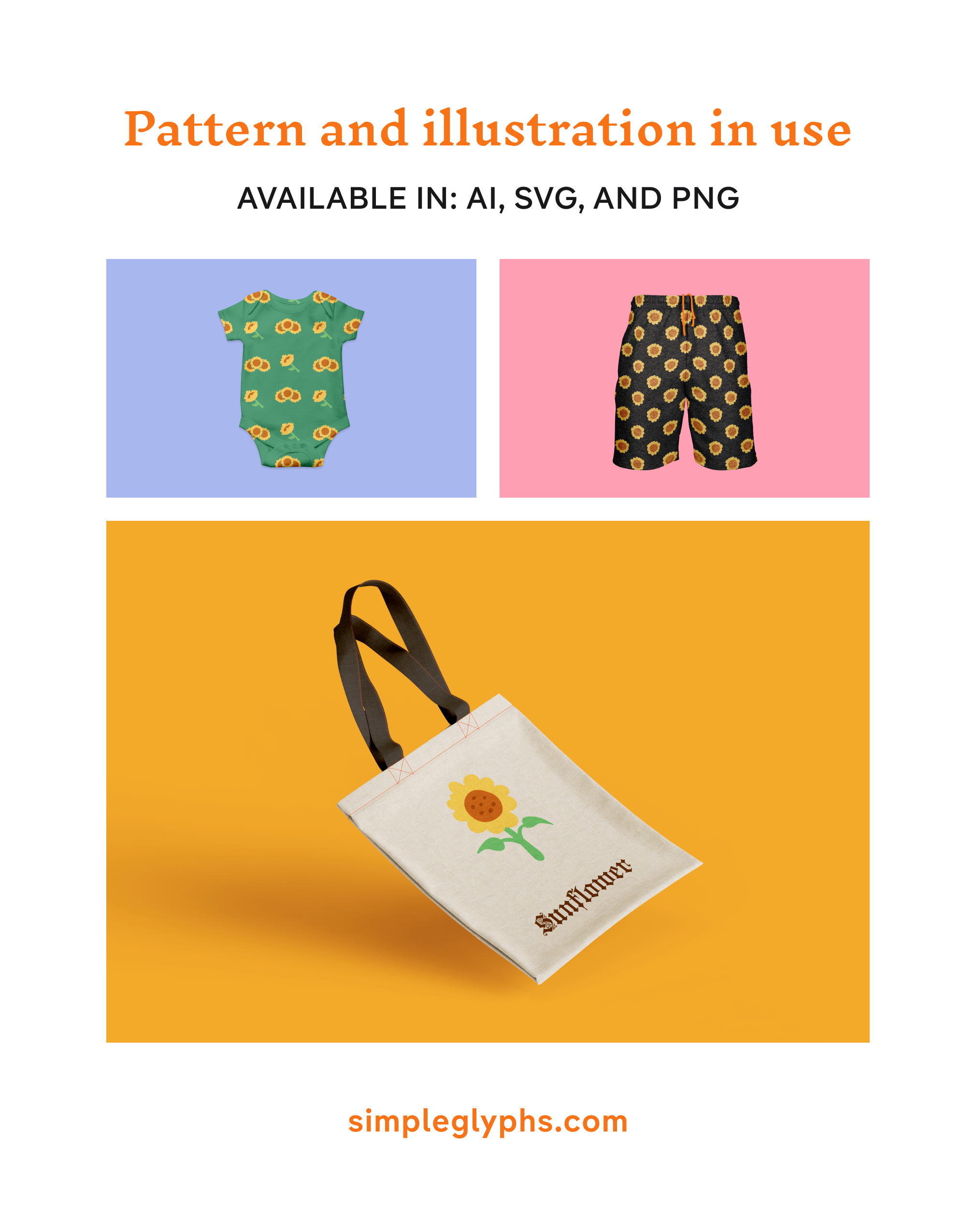 Sunflower Seamless Patterns and Illustrations