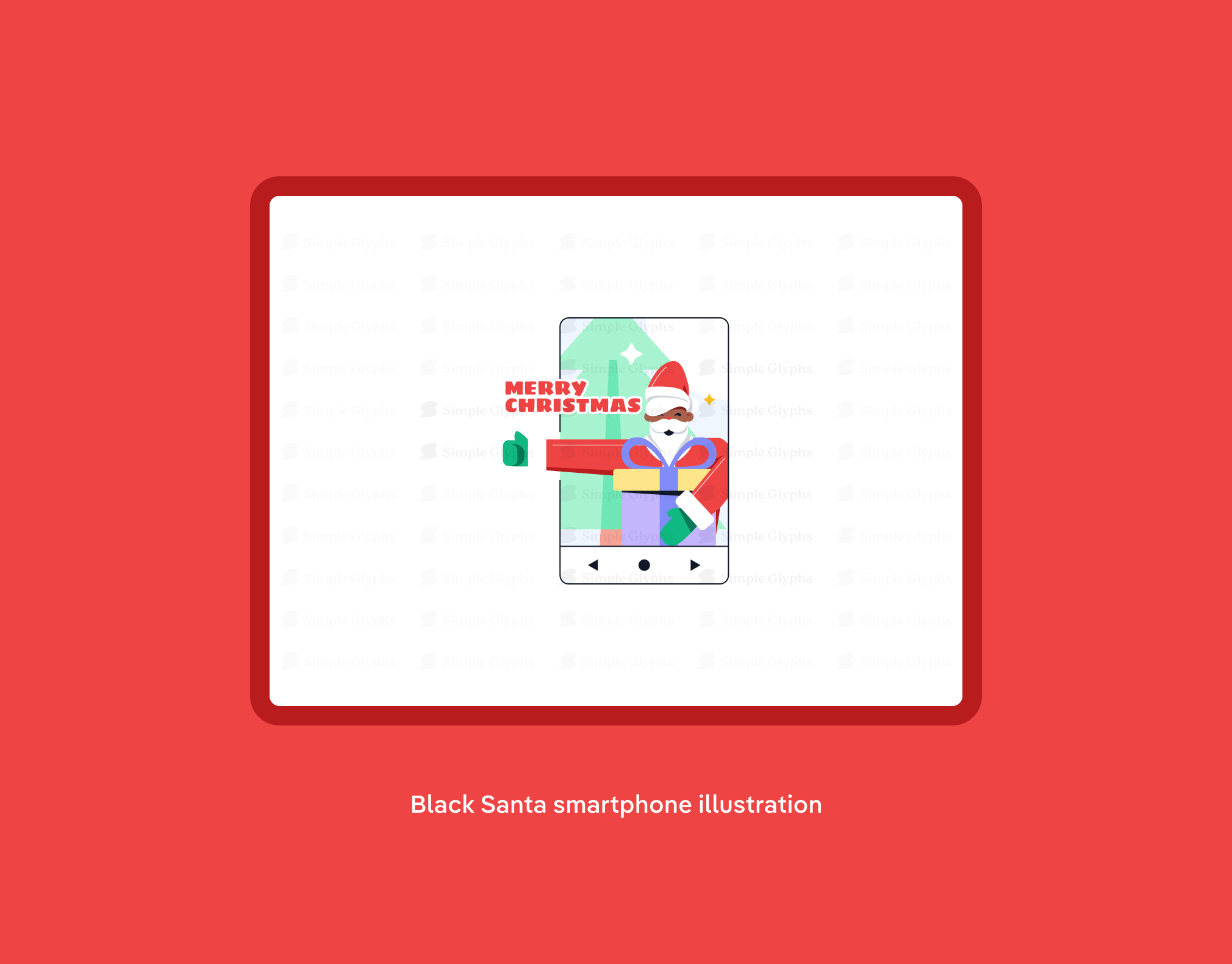 Black Santa Claus Christmas Illustration Set