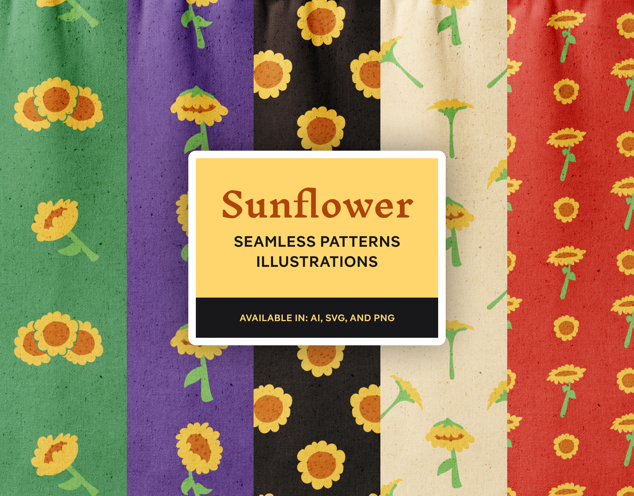 Sunflower Seamless Patterns and Illustrations - image 1